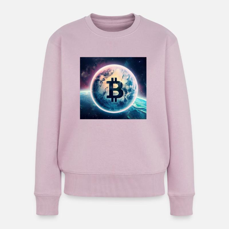 Bitcoin entdeckt Weltall - Frauen Premium Bio Pullover - Altrosa
