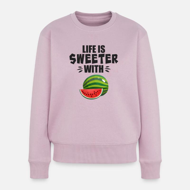 La vie est plus douce avec la pastèque - Pull Premium bio Femme - rose poudré