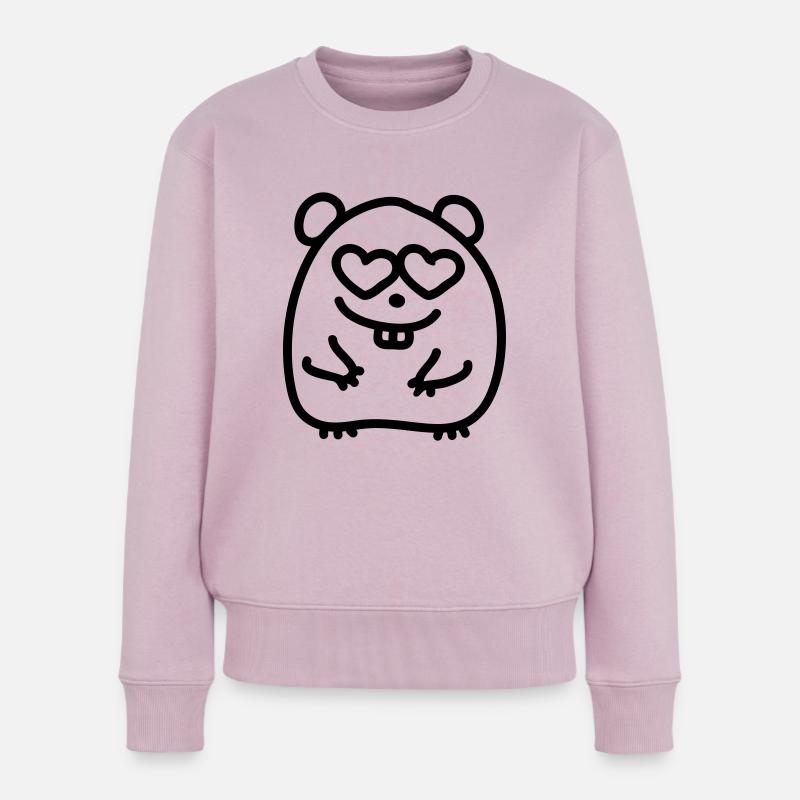 Verliebter Hamster - Line - Frauen Premium Bio Pullover - Altrosa