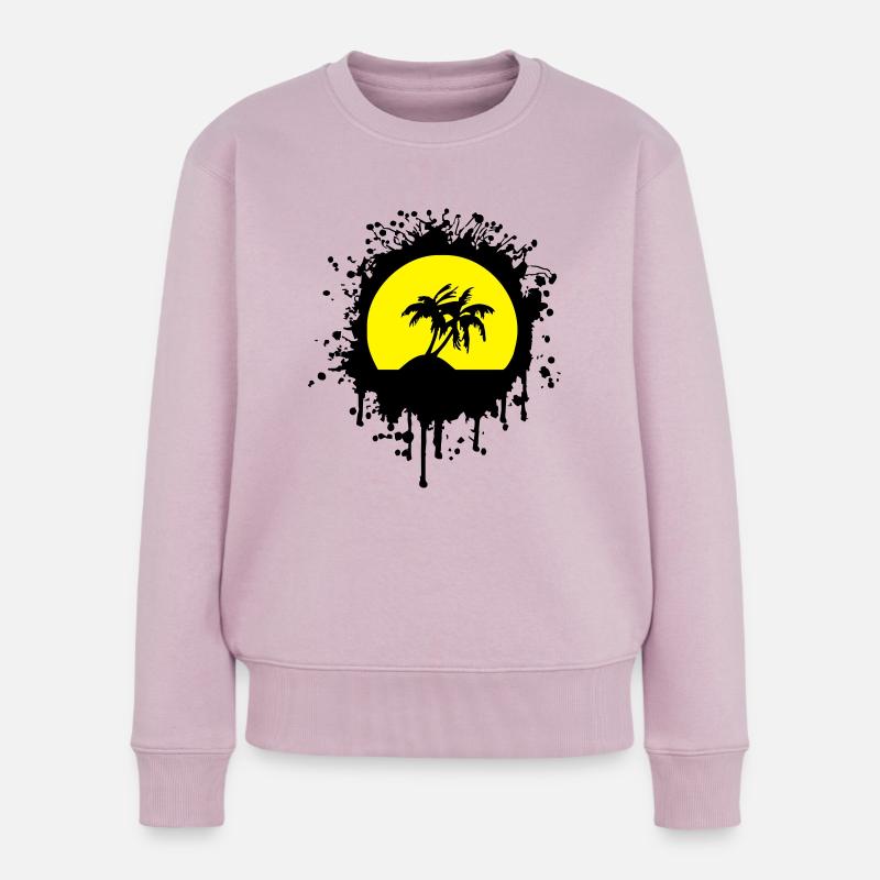 palmier et soleil - Pull Premium bio Femme - rose poudré
