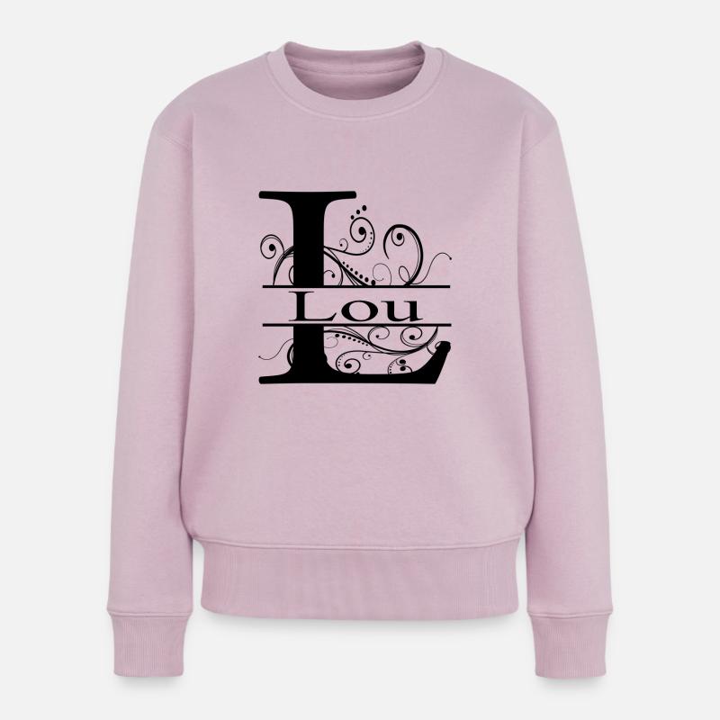 Monogramme avec le prénom Lou - Pull Premium bio Femme - rose poudré
