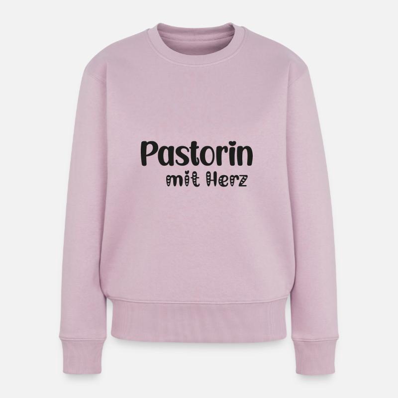 Pastorin mit Herz Pfarrerin Pastor Geschenk Kirche - Frauen Premium Bio Pullover - Altrosa