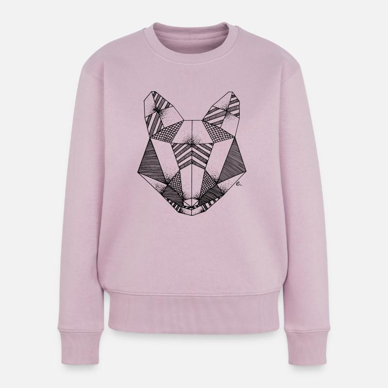 Origami Fuchs Kopf - Frauen Premium Bio Pullover - Altrosa