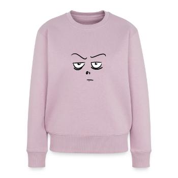 Mauvaise humeur - Pull Premium bio Femme - rose poudré - Devant - Julia (174cm)