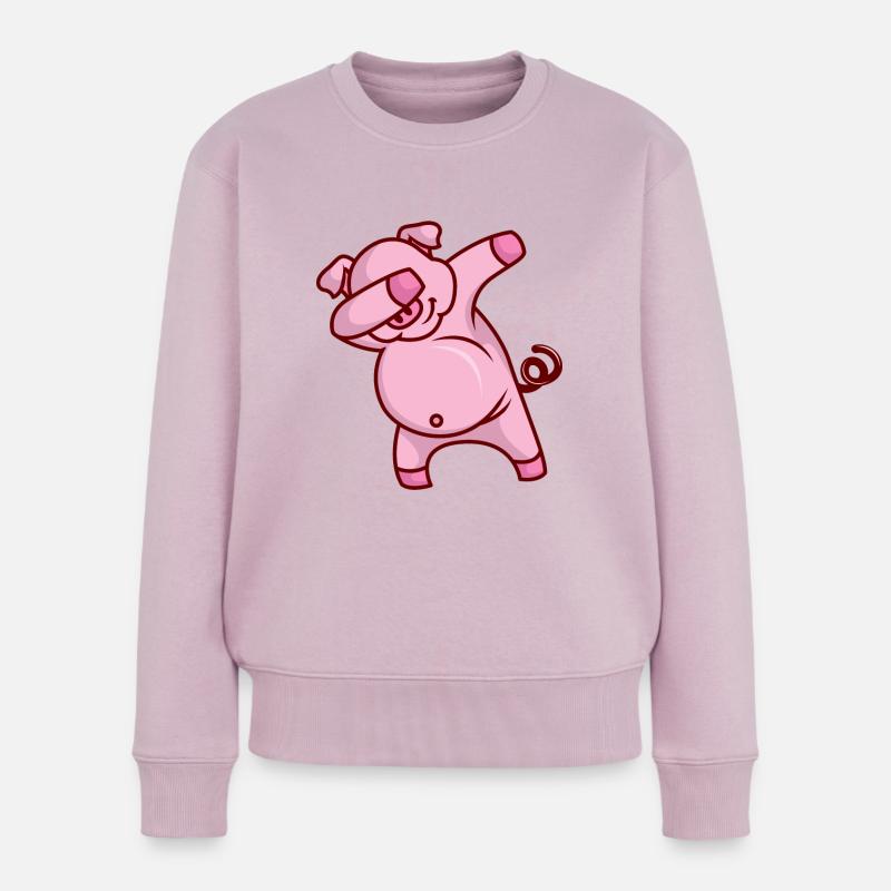 Dabbing Schwein Dab Sau Kinder Geschenk Idee - Frauen Premium Bio Pullover - Altrosa