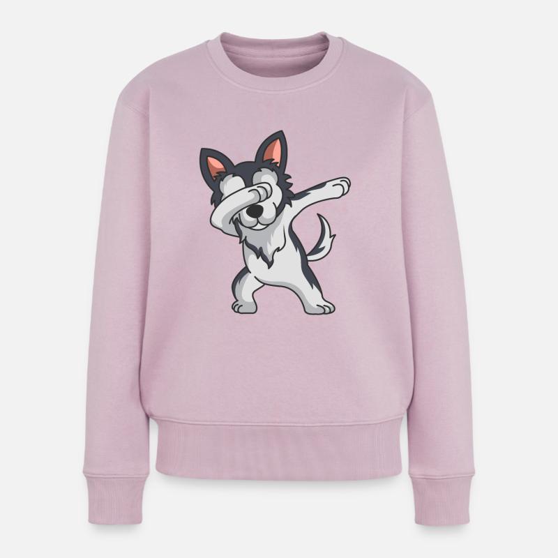 Dabbing Husky Dab Dancing Funny Dog Gift - Pull Premium bio Femme - rose poudré
