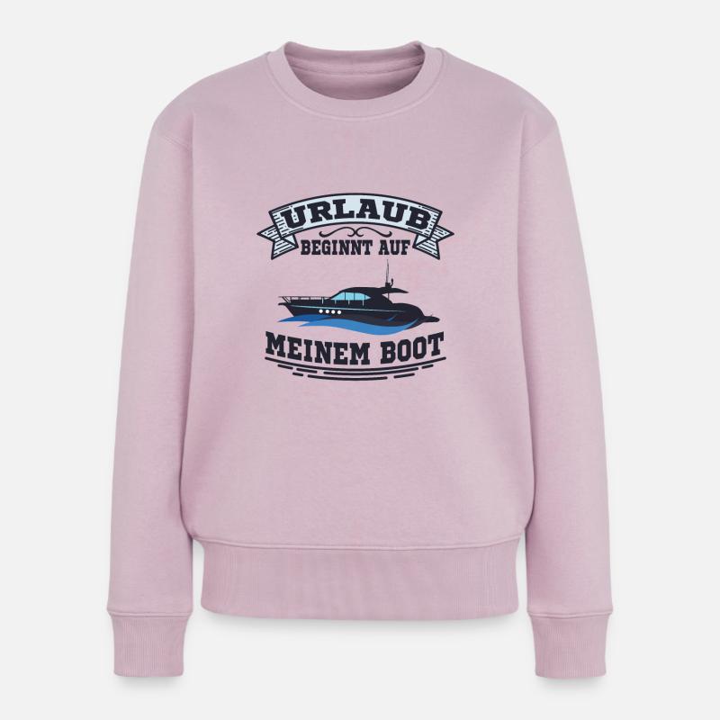 Boot Urlaub beginnt auf meinem Boot - Frauen Premium Bio Pullover - Altrosa