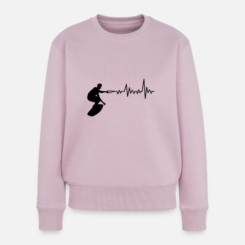 Wakeboard Herzschlag - Frauen Premium Bio Pullover - Altrosa