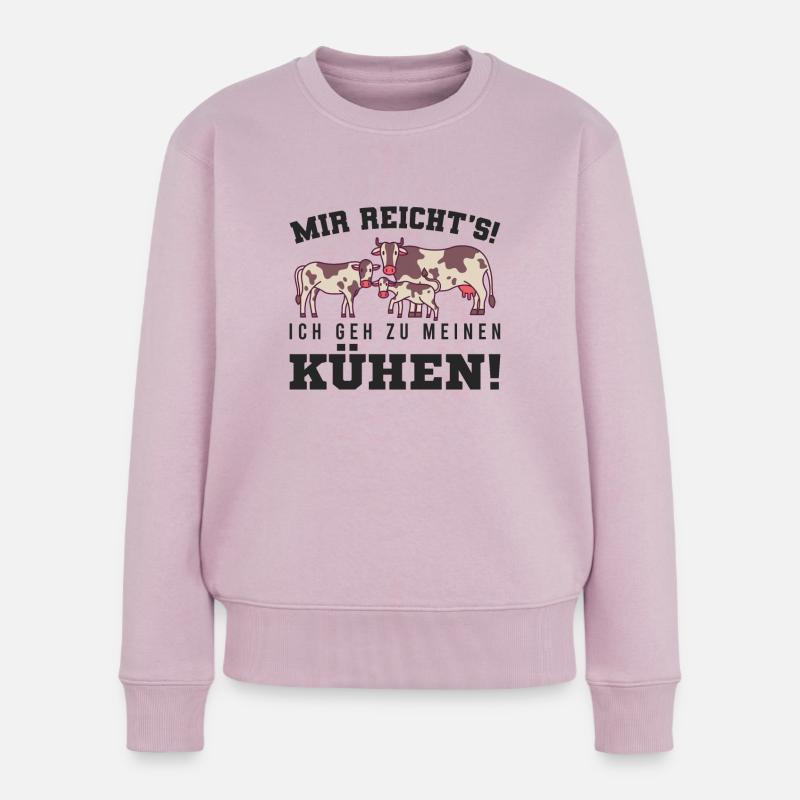 Kühe - Frauen Premium Bio Pullover - Altrosa