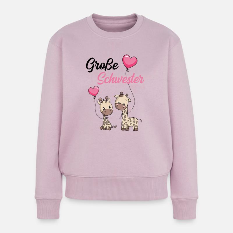 Große Schwester 2020 Giraffen - Frauen Premium Bio Pullover - Altrosa