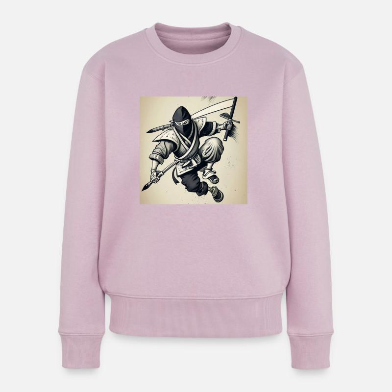 Ein Ninja mit schwarz-weißem Bleistift - Frauen Premium Bio Pullover - Altrosa
