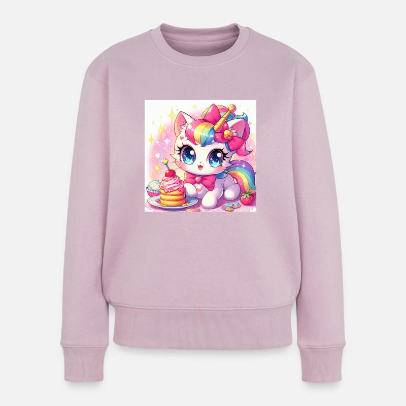 Einhorn-Katze - Frauen Premium Bio Pullover - Altrosa