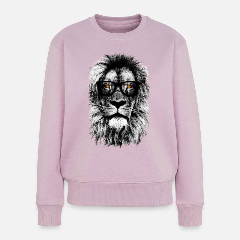 Hipster-Löwe - Frauen Premium Bio Pullover - Altrosa