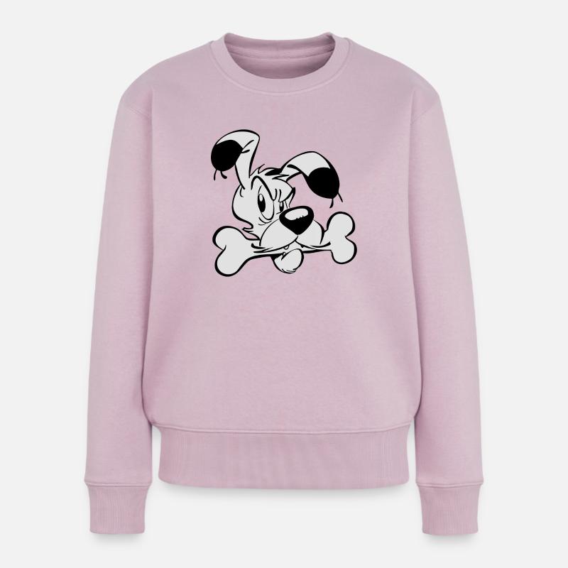 Asterix & Obelix - Idefix mit Knochen - Frauen Premium Bio Pullover - Altrosa
