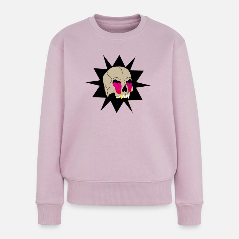 Schädel, der Zungen zieht - Frauen Premium Bio Pullover - Altrosa