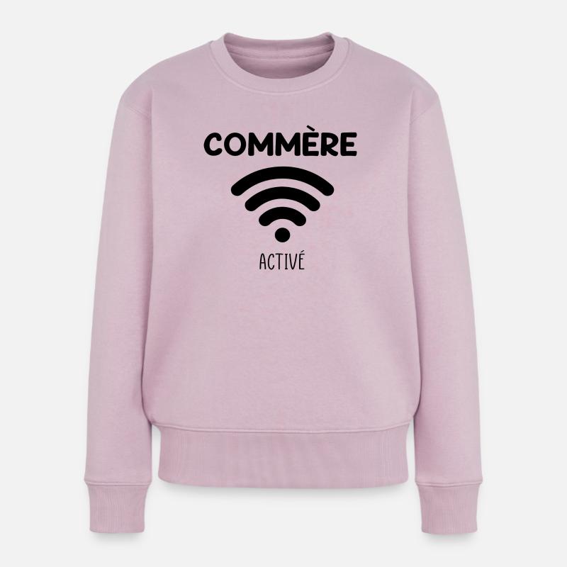 Phrase drôle Commère activé - Pull Premium bio Femme - rose poudré