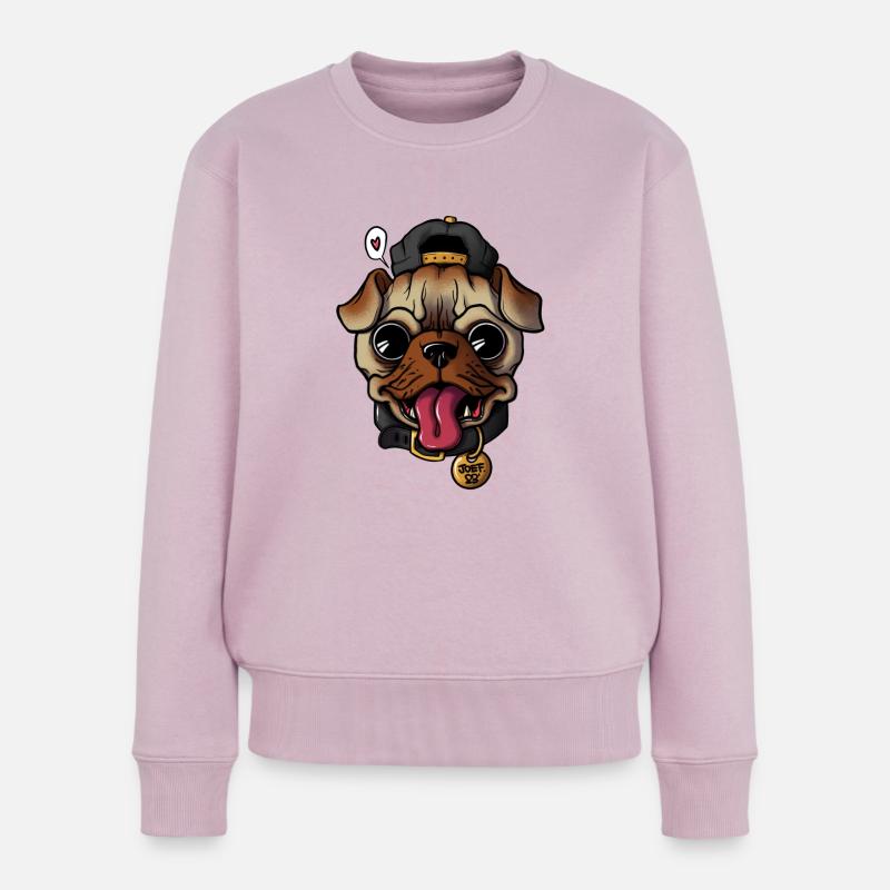 Mops Hund - Frauen Premium Bio Pullover - Altrosa