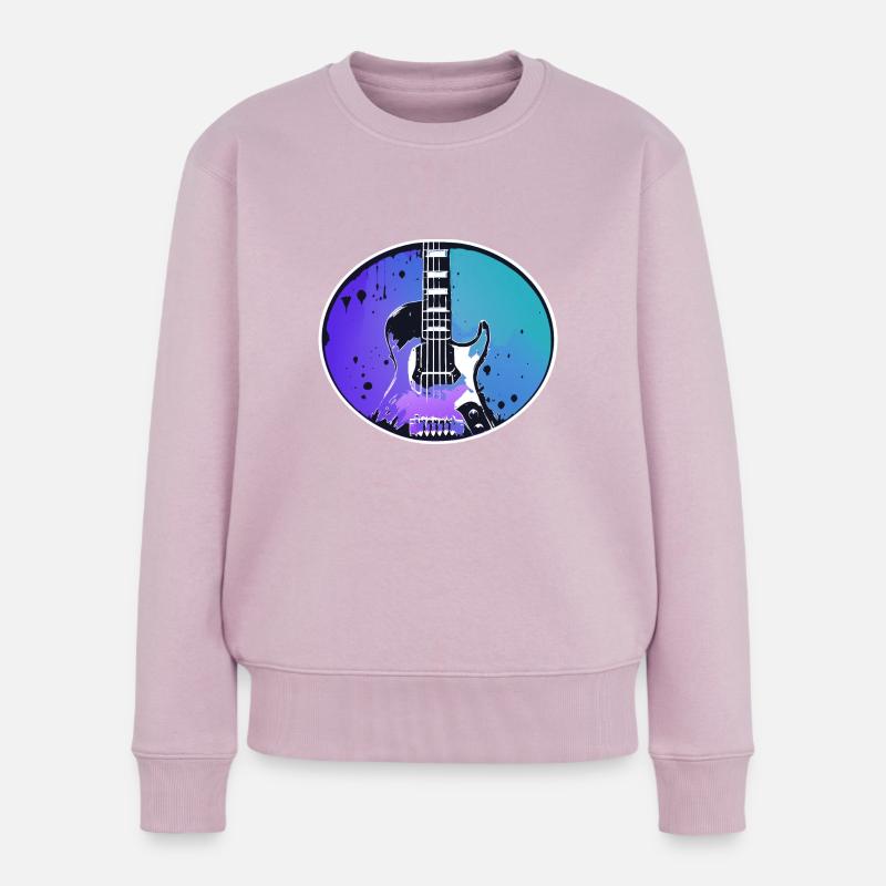 Gitarre - Frauen Premium Bio Pullover - Altrosa
