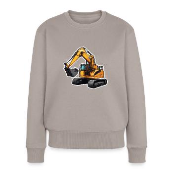 Bagger / Baustelle / Maschine /graben / Schaufel - Frauen Premium Bio Pullover - Taupe - Vorne - Julia (174cm)