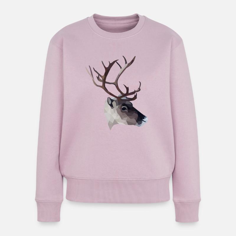 Polyart Rentier - Frauen Premium Bio Pullover - Altrosa