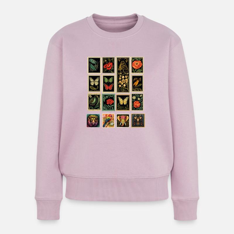 Dekorative ausgefallene Briefmarken - Frauen Premium Bio Pullover - Altrosa