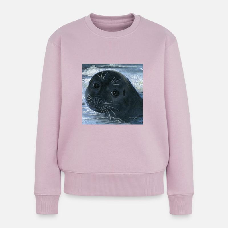 phoque animal marin - Pull Premium bio Femme - rose poudré