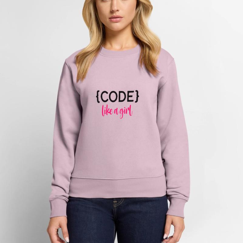 Code Like A Girl Programming Coder Computer Geek D Frauen Premium Bio Pullover