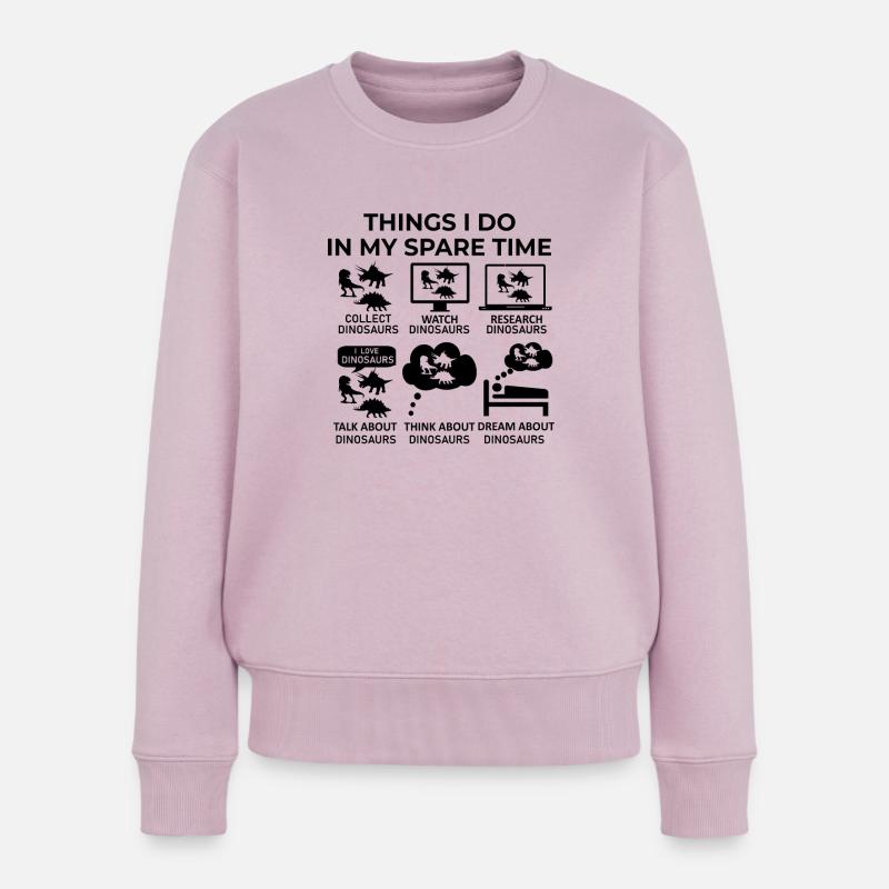 Dinge, die ich in meiner Freizeit mache - Dinosaurier - Frauen Premium Bio Pullover - Altrosa