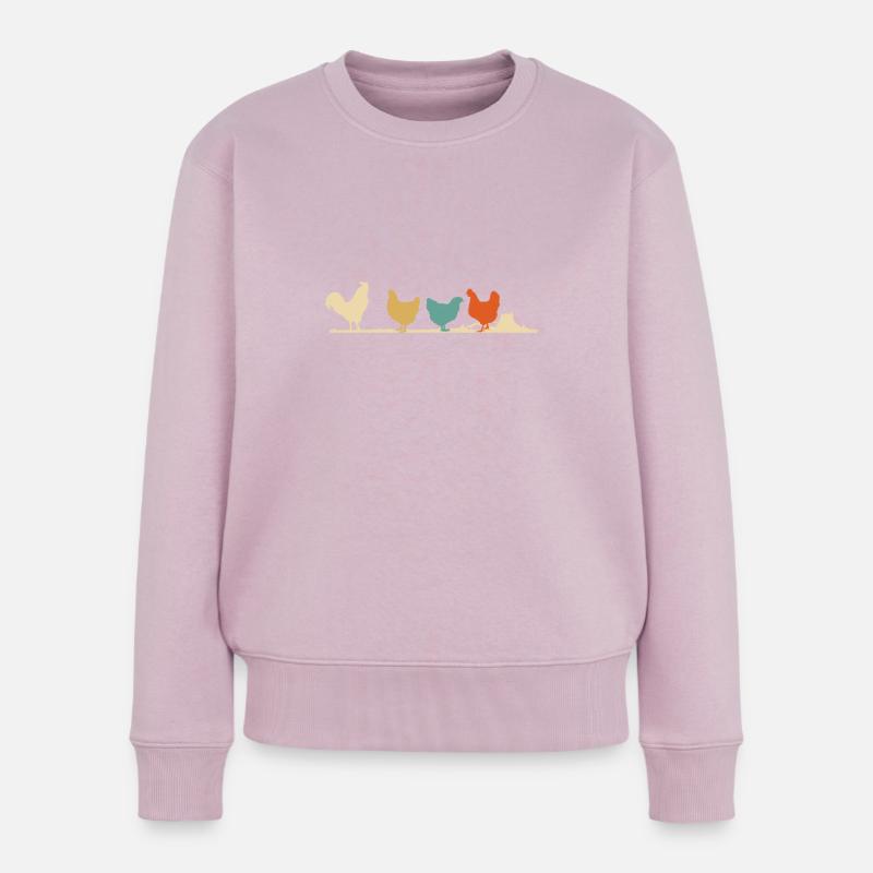 Hühner - Vintage Retro Bauer Geschenk - Frauen Premium Bio Pullover - Altrosa