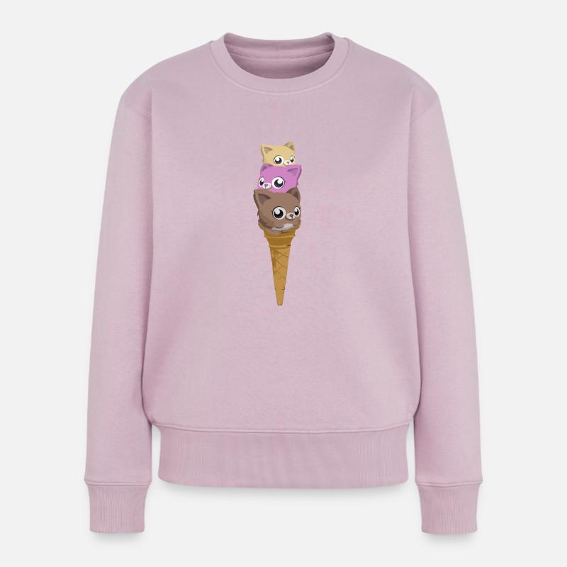 Katzen Eis - Frauen Premium Bio Pullover - Altrosa