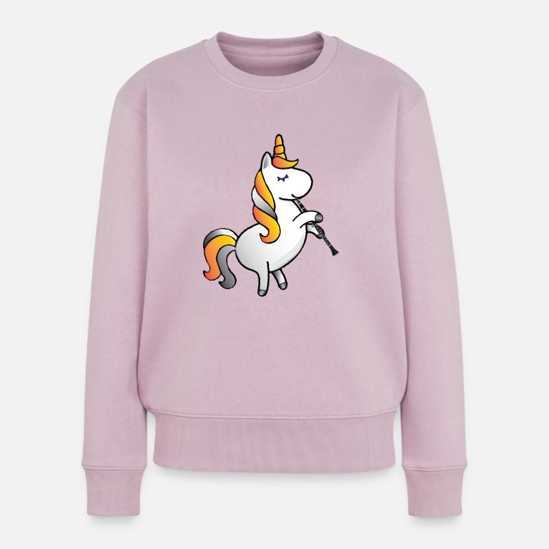 Einhorn spielt Klarinette Musik Geschenk - Frauen Premium Bio Pullover - Altrosa