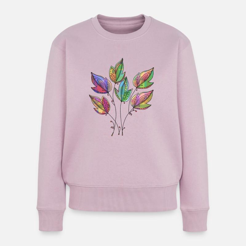 Blätter - Frauen Premium Bio Pullover - Altrosa