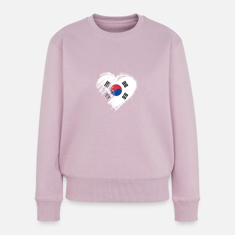 Grungy I Love Drapeau de la Corée du Sud Heart - Pull Premium bio Femme - rose poudré