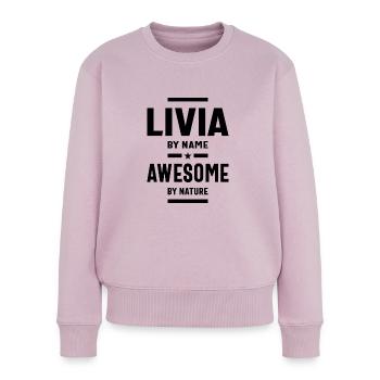 Livia Personalized Name Birthday Gift - Women's Premium Organic Jumper - dusky pink - Front - Julia (174cm)