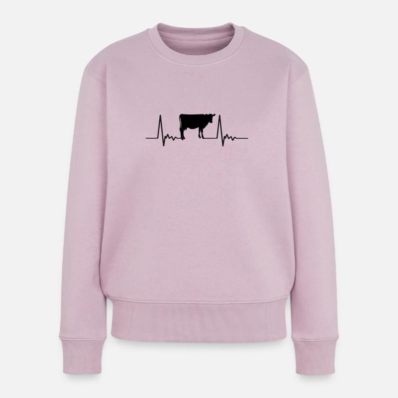 Herzschlag Kuh - Frauen Premium Bio Pullover - Altrosa