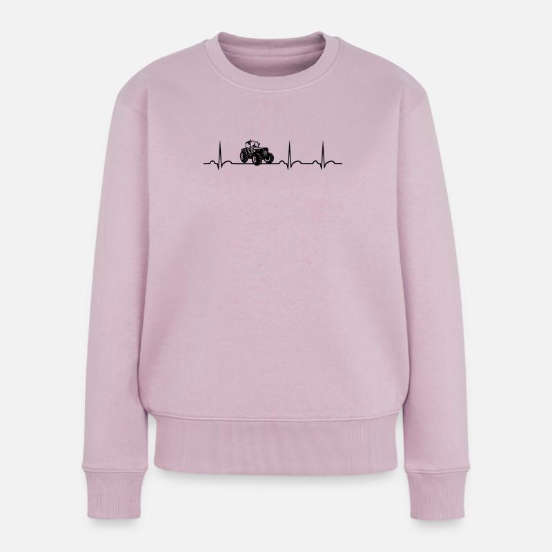 Traktor Herzschlag Landwirt Bauer Traktorfahren - Frauen Premium Bio Pullover - Altrosa