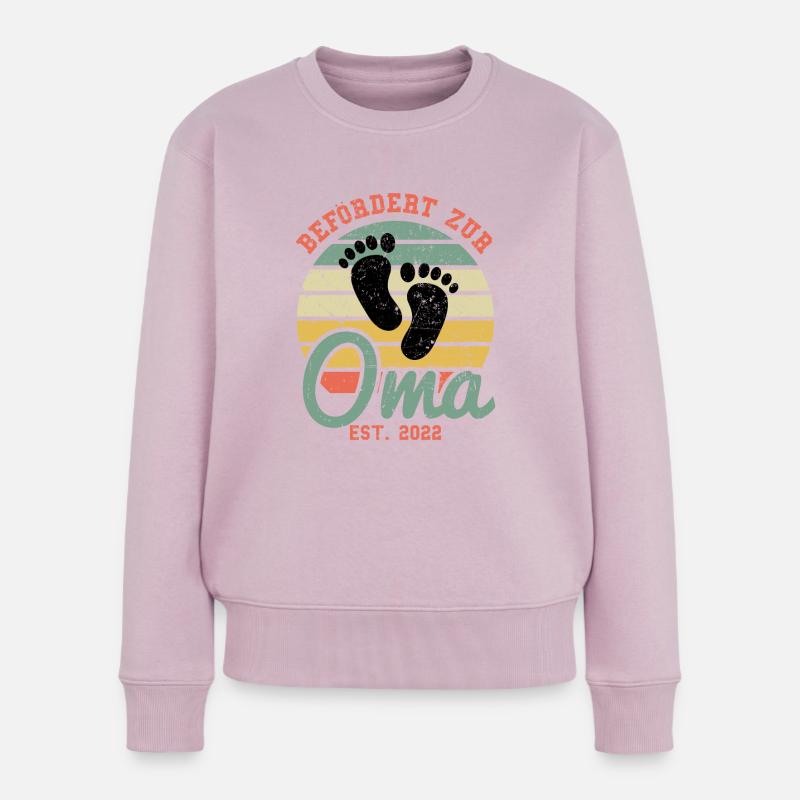 Großmutter Befördert Zur Oma Est 2022 Omi Enkel Fa - Frauen Premium Bio Pullover - Altrosa