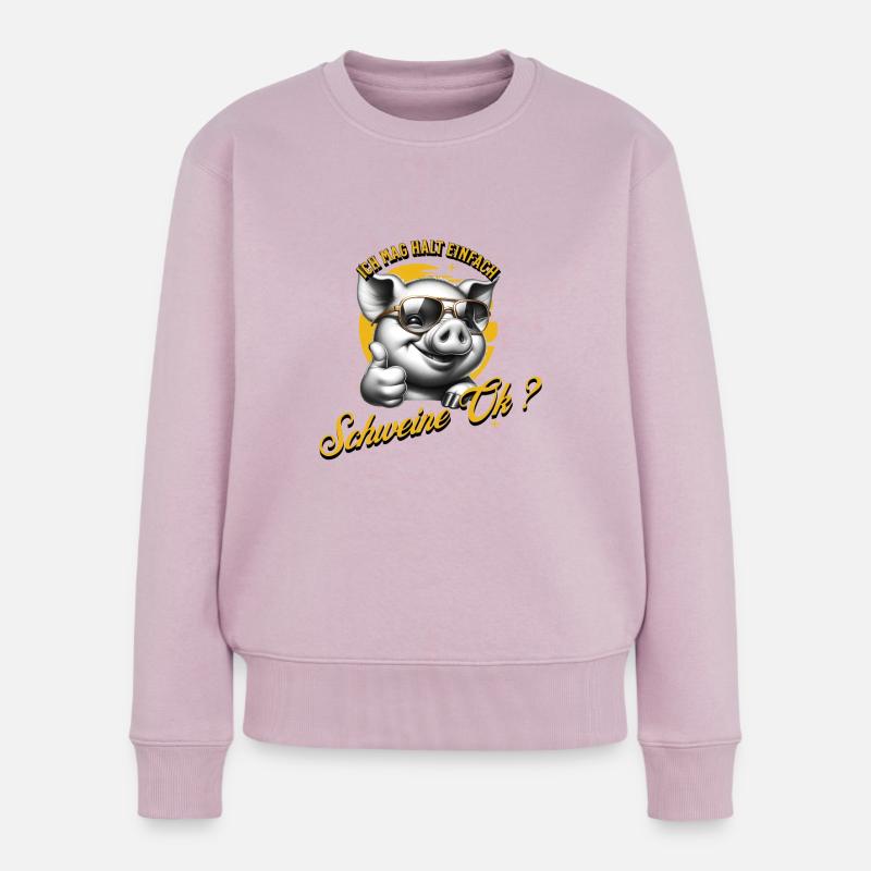 Ich mag halt einfach Schweine - Frauen Premium Bio Pullover - Altrosa