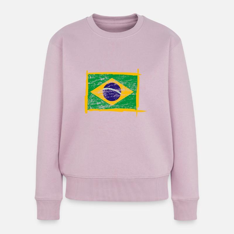 Brésil drapeau du Brésil - Pull Premium bio Femme - rose poudré