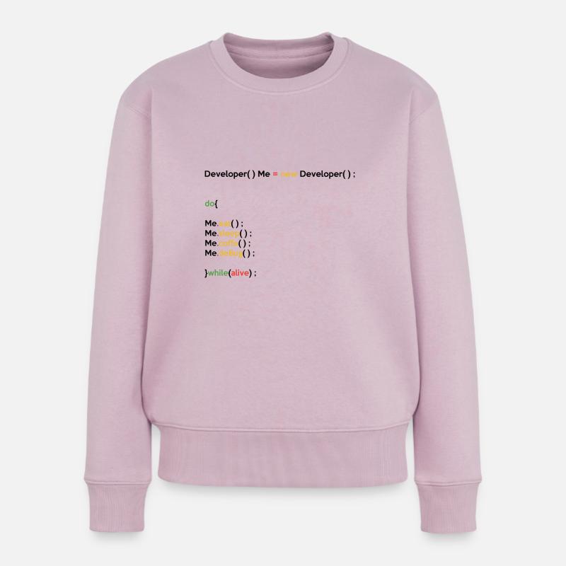 Eat Sleep Code Repeat Coder Programmer Software De - Frauen Premium Bio Pullover - Altrosa