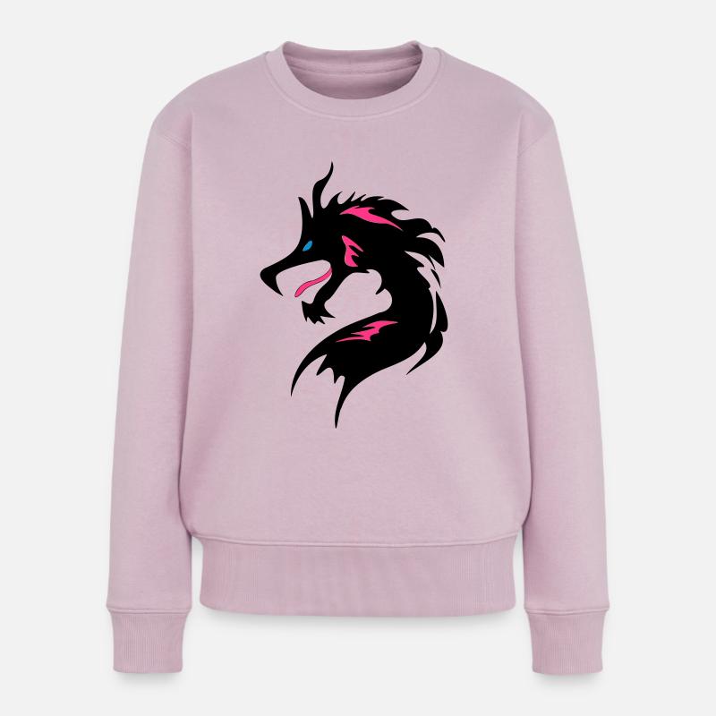 OolCool Dragon Head-I Love Dragon- 龍 - Frauen Premium Bio Pullover - Altrosa