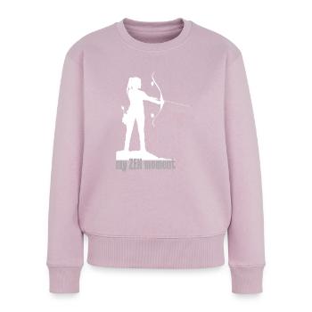 Zen avec tir à l’arc blanc - Pull Premium bio Femme - rose poudré - Devant - Julia (174cm)