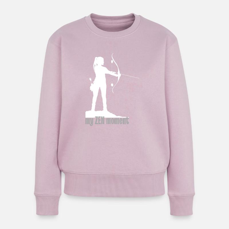 Zen mit Bogenschießen weiß - Frauen Premium Bio Pullover - Altrosa