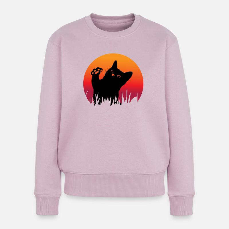 Niedliche Katze - schwarze Katze - Frauen Premium Bio Pullover - Altrosa