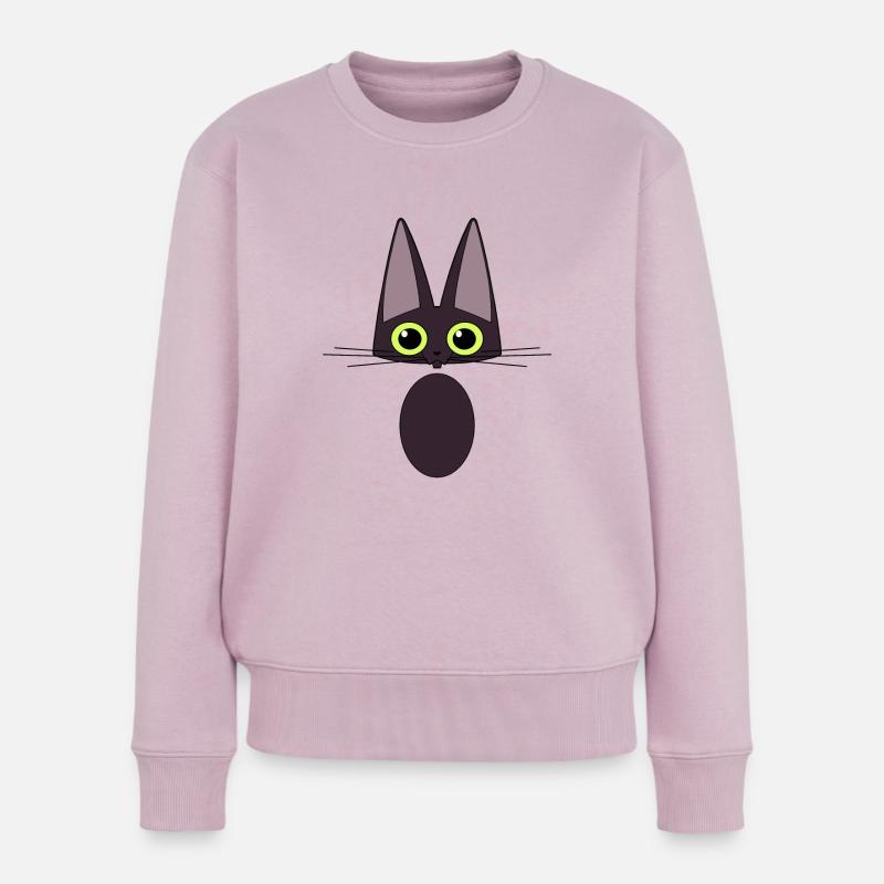 Chat noir - Pull Premium bio Femme - rose poudré