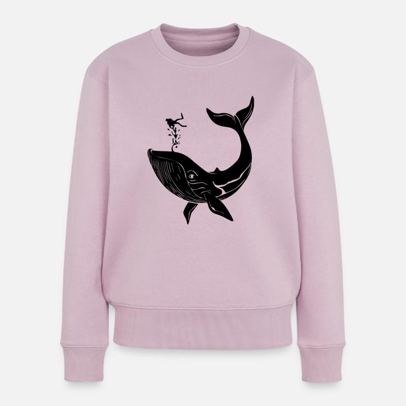 La baleine et le plongeur - Pull Premium bio Femme - rose poudré