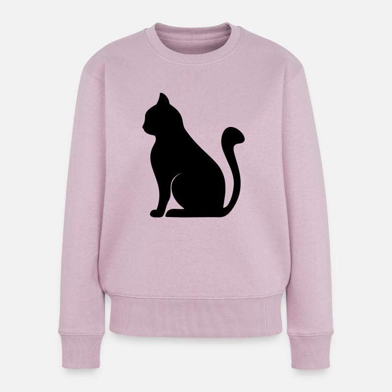 Katzensilhouette - Frauen Premium Bio Pullover - Altrosa