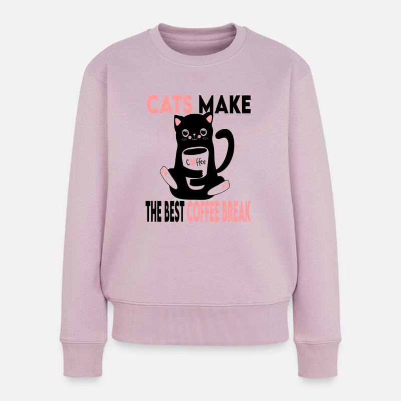 Katzen machen die beste Kaffeepause - Frauen Premium Bio Pullover - Altrosa