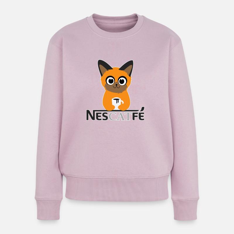 Katze Kaffe Nescatfe Geschenkidee - Frauen Premium Bio Pullover - Altrosa
