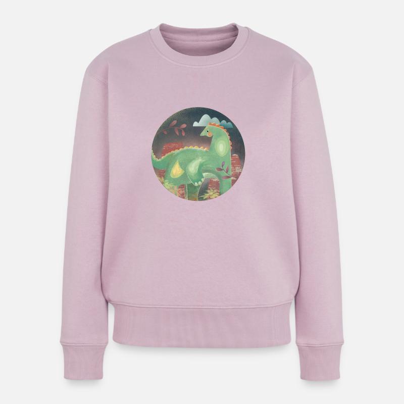 Dinosaurier im Landschaft - Frauen Premium Bio Pullover - Altrosa
